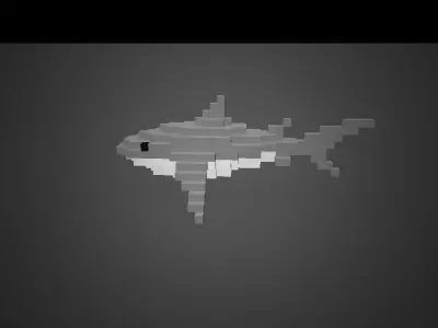 Voxel Shark  Low-poly 3D model