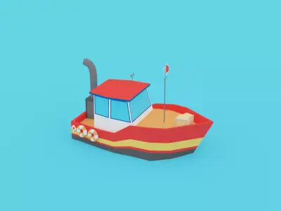 POLYGRUNT - Low Poly Boat or  Water Craft  or Sea Vehicle  Free low-poly 3D model