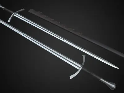 Medieval One Hand Swords with Scabbard Pack Low-poly 3D model