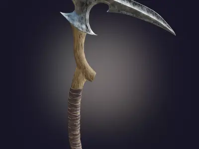 Stylized Scythe Weapon PBR low poly game ready Low-poly 3D model