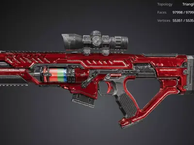 Red Sci Fi Rifle 3D model