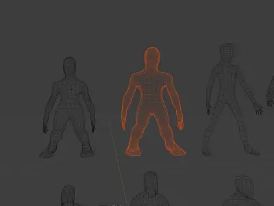 Alien Fantasy Character Base Meshes Low-Medium Poly Low-poly 3D model