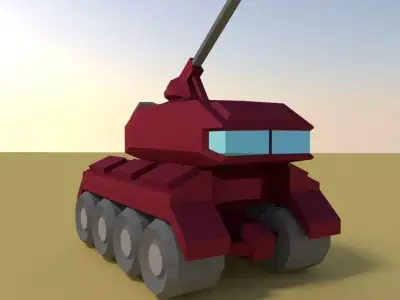 Very Low-poly Artillery Tank Low-poly 3D model