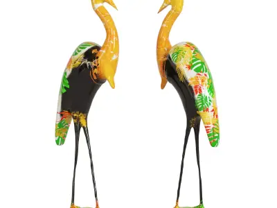 Deco Figurine Heron yellow 3D model