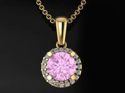Dainty Round Halo Pendant with bell 7mm 3D print model