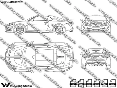 Alpine A110 R 2023 blueprint Texture