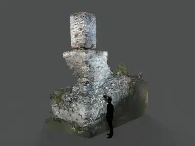 Abandoned House Ruined Part Scan - Broken Wall 09 3D model