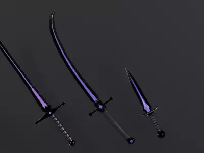  medieval Fantasy weapons Pack Game-Ready PBR  2 Swords 1 Dagger