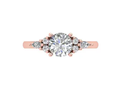 Solitaire Engagement Art Deco Ring 3D print model 43