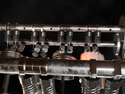 Motor eight-cylinder engine piston Free 3D model
