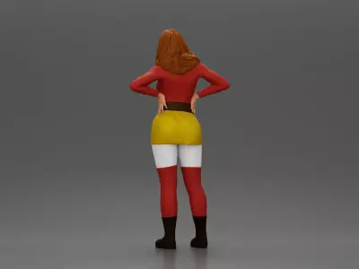 Confident female character standing with hands on her waist 3D print model