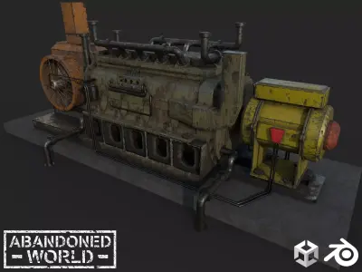 Diesel Generator Old Low-poly 3D model