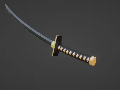 Stylized Katana low-poly game ready Free low-poly 3D model
