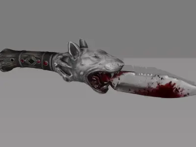 Bull Terrier Head Survival Knife 3D Model DVL 3D Studio  Low-poly 3D model