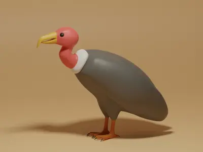 Cartoon Cute Brid Vulture Low-poly 3D model
