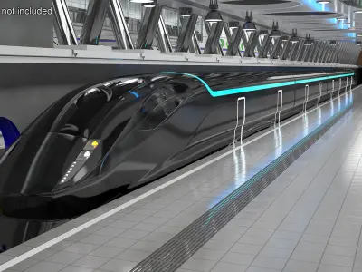 Futuristic Passenger Train Grey 3D model