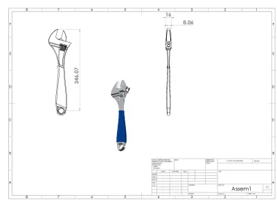 Adjustable Spanner - SolidWorks 3D model