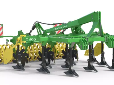 Kerner Corona 300 Hybrid Field Cultivator Low-poly 3D model