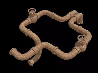 RUsted Connection Of Pipes  Low-poly 3D model