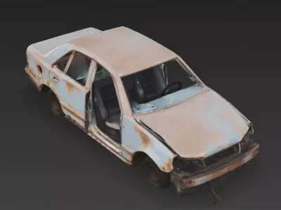 Abandoned Vehicle Wreck Bundle Pack Low-poly 3D model