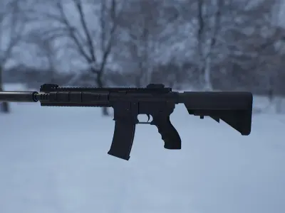 AR15 PBR ar - rifle in snow Low-poly 3D model
