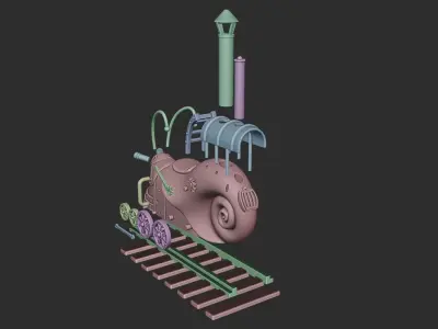 Steampunk snail locomotive 3D print model