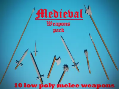 Medieval weapons pack low poly Low-poly 3D model