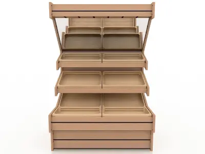 Shelf 3D model 6 wooden display case with shelves 3D model