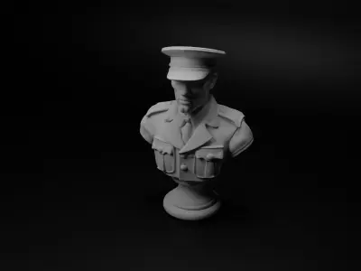 WW1 British Soldier Bust Chess 3D print model get