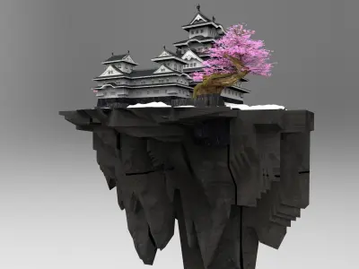 Japanese kingdom flying island 3D model