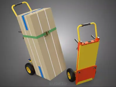 FOLDED TOE ELECTRIC HAND TRUCK STAIR CLIMBER RETRACTABLE HANDLE 3D model