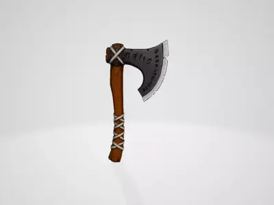 Viking axe Low-poly 3D model 10