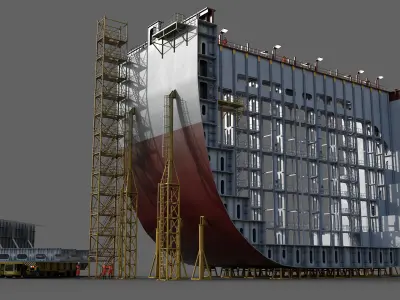 Container ship section 3D model