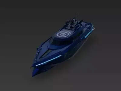 Futuristic Luxury Cyber-Yacht 3D Model Low-poly 3D model