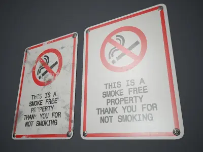 Plastic No Smoking Sign 2 PBR Game Ready  Low-poly 3D model