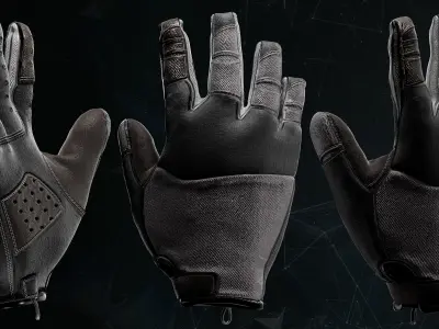 5 Tactical Gloves  MD and CLO3D  obj and fbx VOL01 3D model