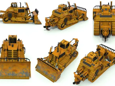 Bulldozer Low-poly 3D model