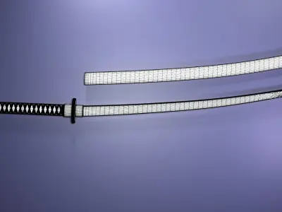 high-poly katana samurai sword 3D model
