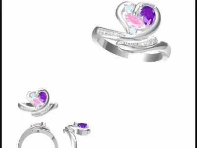 JCD Format Antique color stone rings cad color stone ring design 3D print model