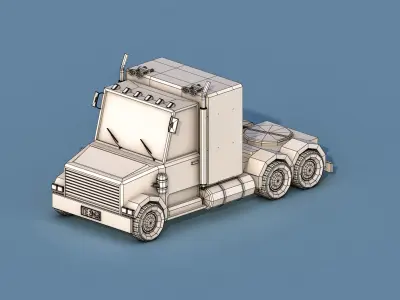 Cartoon Semi Truck Low-poly 3D model
