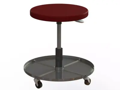 Pneumatic Adjustable Roller Seat for Mechanics 3D model