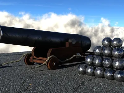 fire cannon  Low-poly 3D model