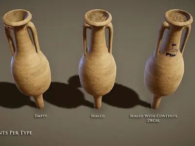 Roman Amphora Pack Low-poly 3D model