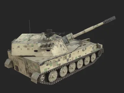 4 coatings of PLA Army PLZ89 122mm self-propelled howitzer Low-poly 3D model