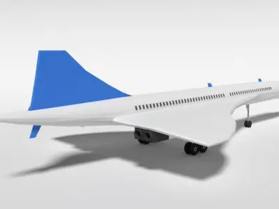 Low Poly Cartoon Concorde Airplane Low-poly 3D model