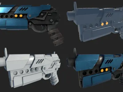 Scifi weapon pistol GUN Pack 3 SKINS with BPR 4K TEXTURES Low-poly 3D model
