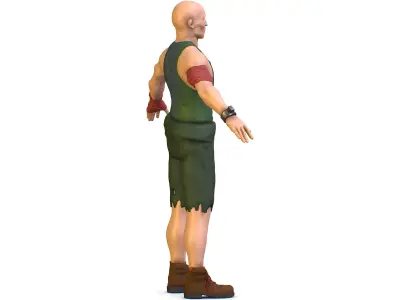 High Poly Man Slave Low-poly 3D model