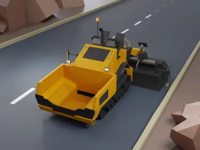 Asphalt Paver Heavy Vehicle Low-poly 3D model