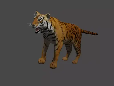 low poly metal tiger Low-poly 3D model