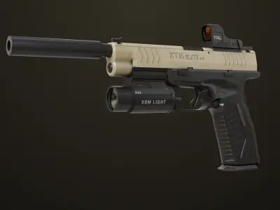 Pistol 06 Black Brown Generic All PBR Unity UE Textures Included Low-poly 3D model